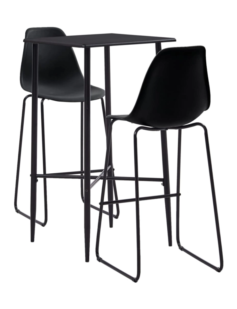 imagem de vidaXL 3 pcs conjunto de bar plástico preto2