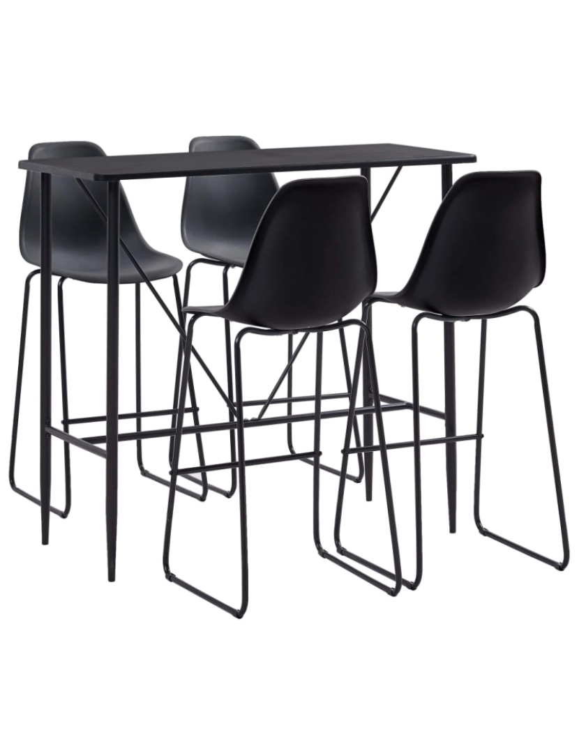 imagem de vidaXL 5 pcs conjunto de bar plástico preto2