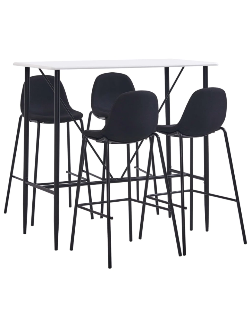 imagem de vidaXL 5 pcs conjunto de bar tecido preto1