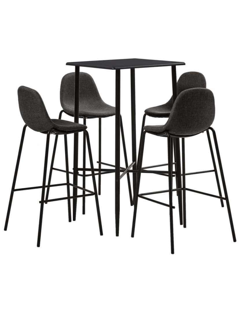 imagem de vidaXL 5 pcs conjunto de bar tecido cinzento-escuro2