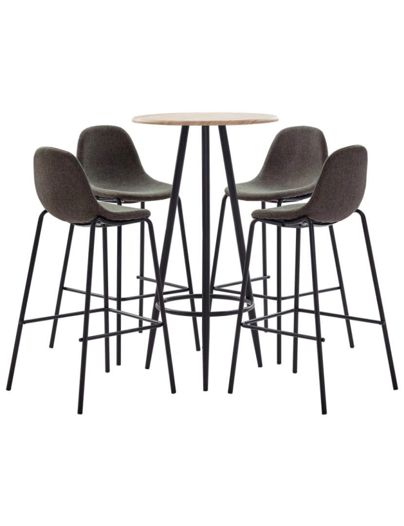 imagem de vidaXL 5 pcs conjunto de bar tecido cinzento-escuro1