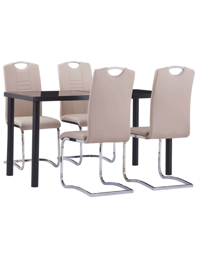 imagem de vidaXL 5 pcs conjunto de jantar couro artificial cappuccino1