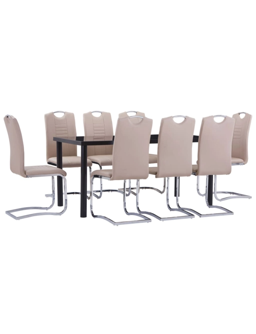 imagem de vidaXL 9 pcs conjunto de jantar couro artificial cappuccino1