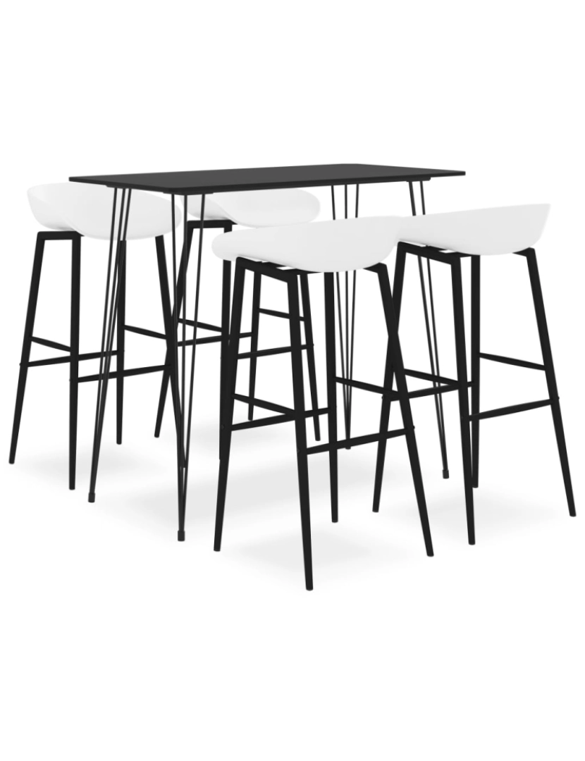 imagem de vidaXL 5 pcs conjunto de bar preto e branco1