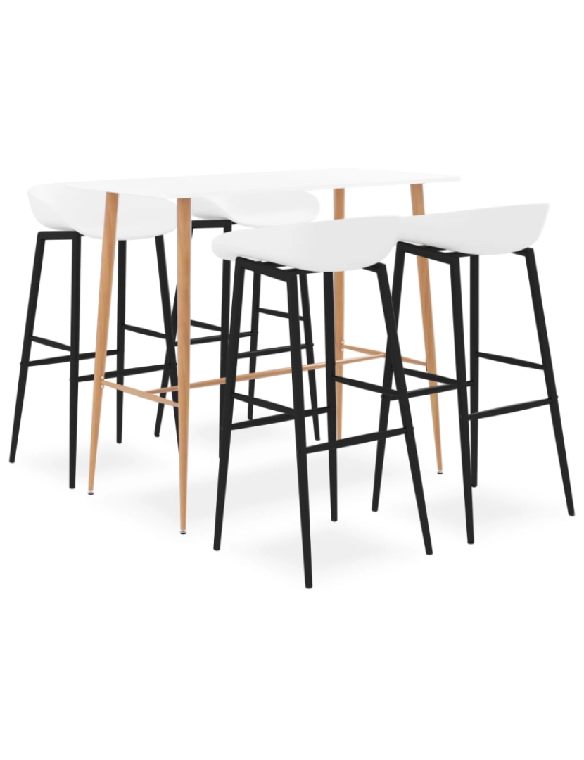 imagem de vidaXL 5 pcs conjunto de bar branco2