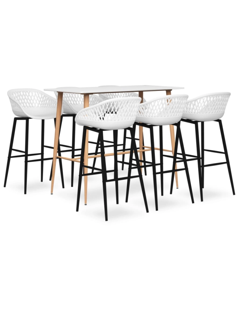 imagem de vidaXL 7 pcs conjunto de bar branco1