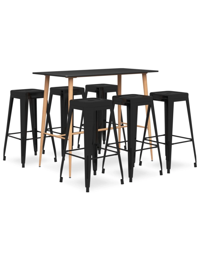 imagem de vidaXL 7 pcs conjunto de bar preto1