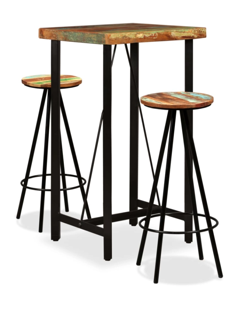 Vidaxl - vidaXL Conjunto de bar 3 pcs madeira recuperada maciça