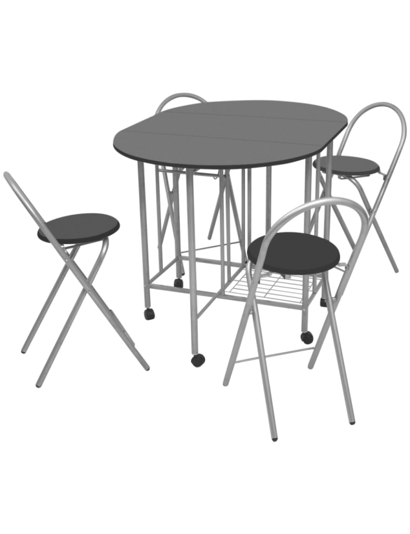 imagem de vidaXL Conjunto de jantar dobrável 5 pcs MDF preto1