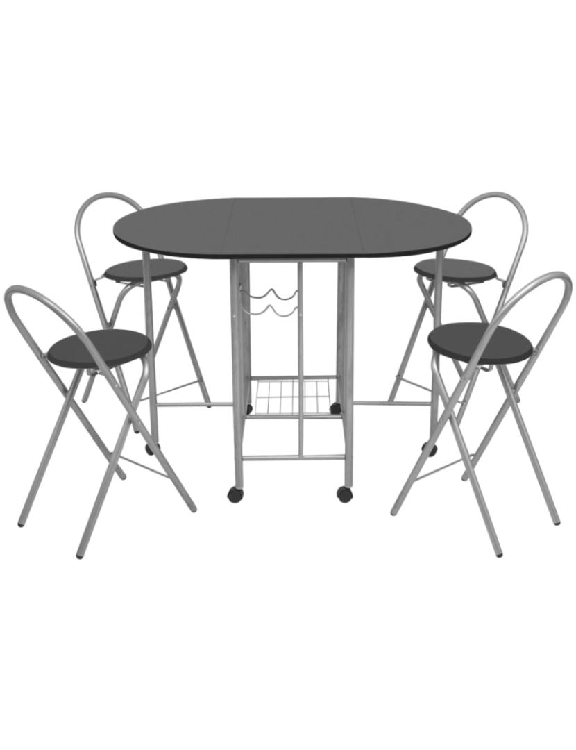 imagem de vidaXL Conjunto de jantar dobrável 5 pcs MDF preto3