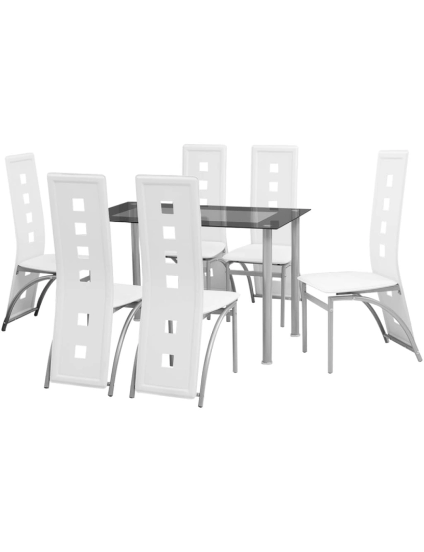 imagem de vidaXL Conjunto de jantar 7 pcs branco2