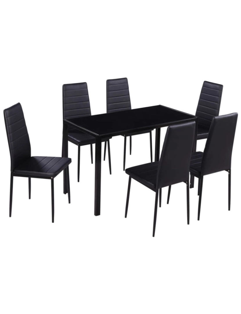 Vidaxl - vidaXL Conjunto mesa de jantar 7 pcs preto