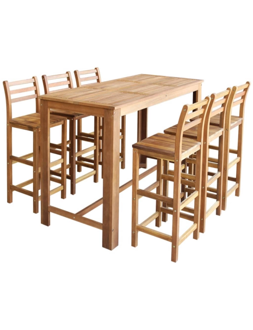 Vidaxl - vidaXL Conjunto mesa e cadeiras de bar 7 pcs madeira de acácia maciça