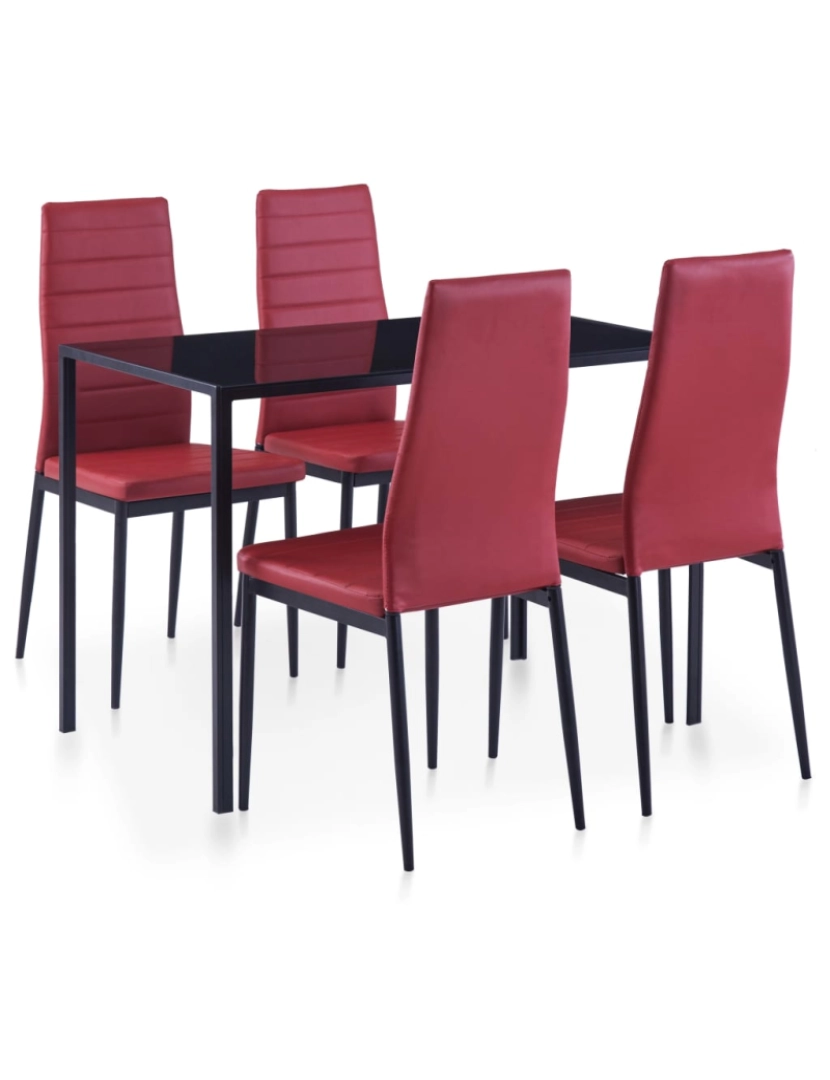 imagem de vidaXL Conjunto de jantar 5 pcs vermelho tinto1