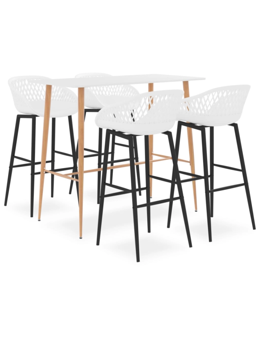 imagem de vidaXL 5 pcs conjunto de bar branco1