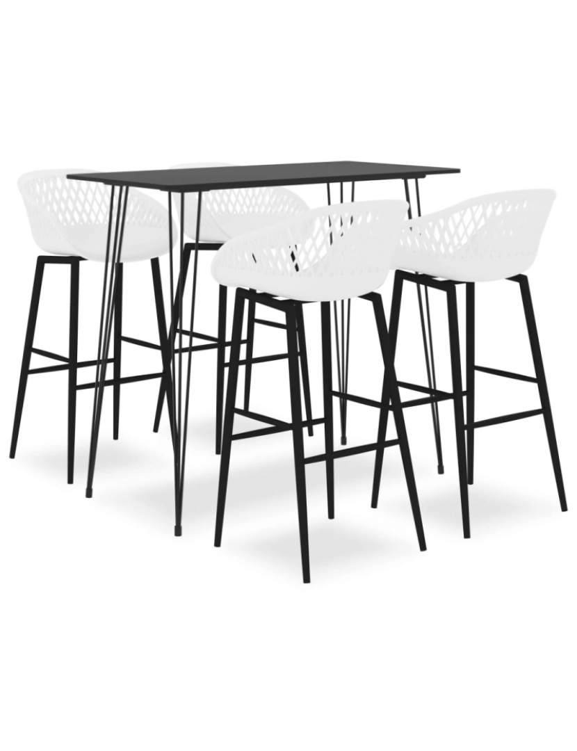 imagem de vidaXL 5 pcs conjunto de bar preto e branco1