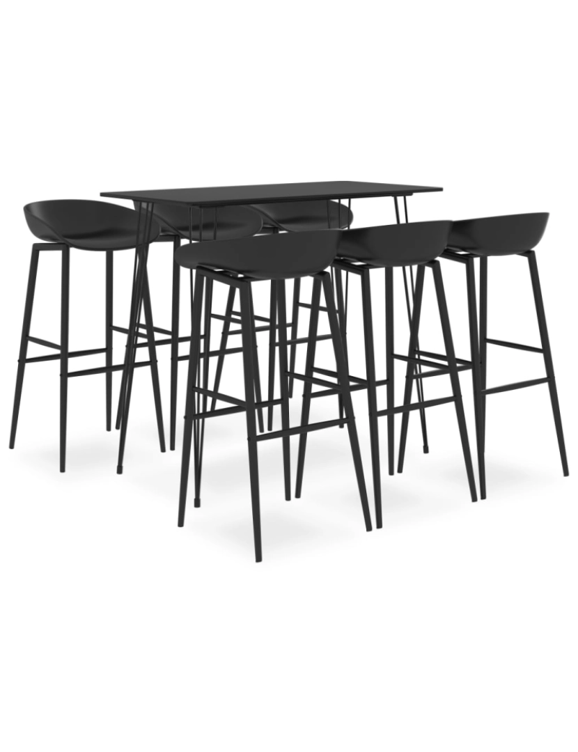 imagem de vidaXL 7 pcs conjunto de bar preto1