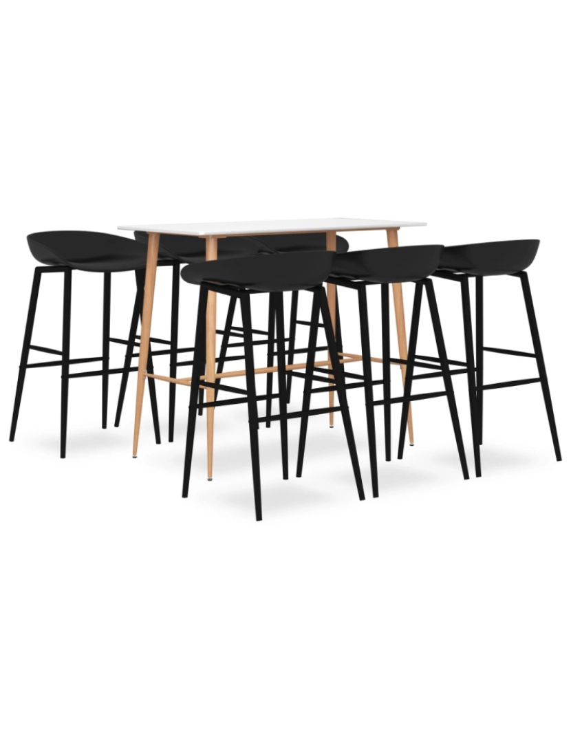 imagem de vidaXL 7 pcs conjunto de bar branco e preto1