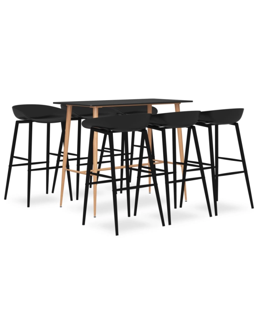 imagem de vidaXL 7 pcs conjunto de bar preto1