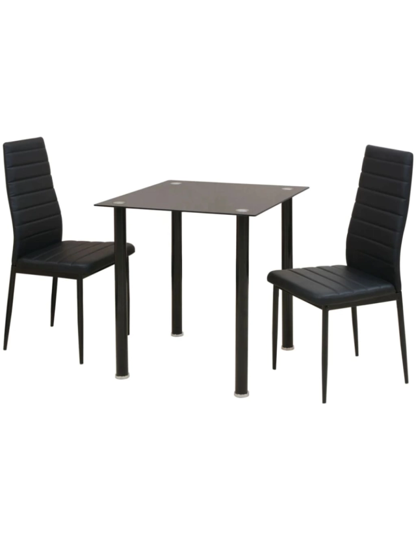 imagem de vidaXL Conjunto mesa de jantar e cadeiras 3 pcs preto1