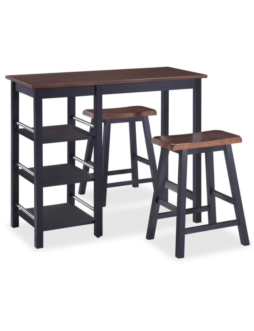 imagem de vidaXL Conjunto de bar 3 pcs MDF preto1