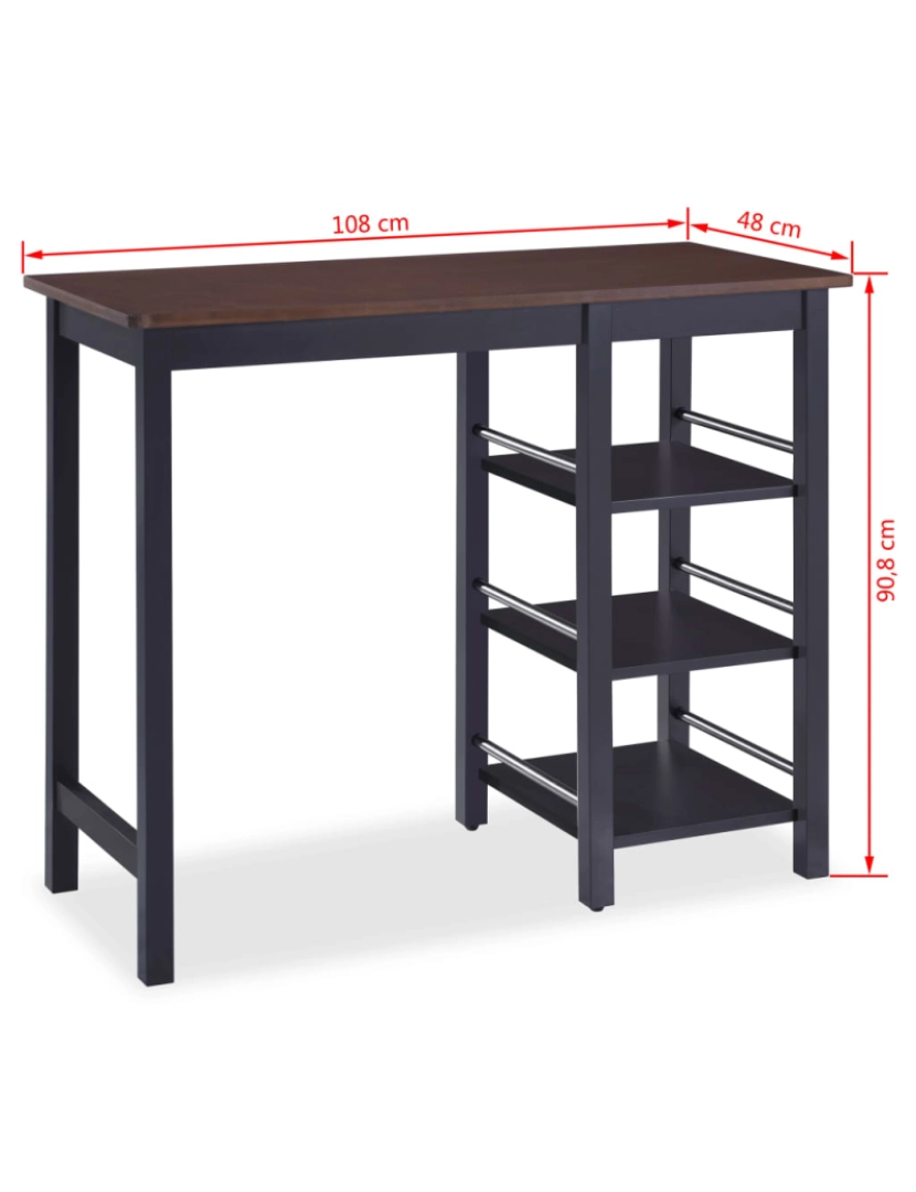 imagem de vidaXL Conjunto de bar 3 pcs MDF preto9