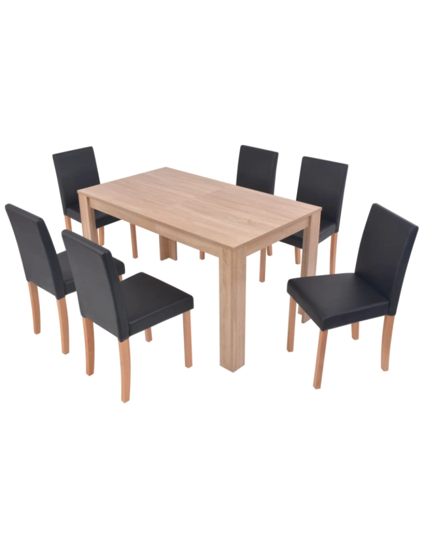 Vidaxl - vidaXL Mesa e cadeiras de jantar 7 pcs couro artificial carvalho preto
