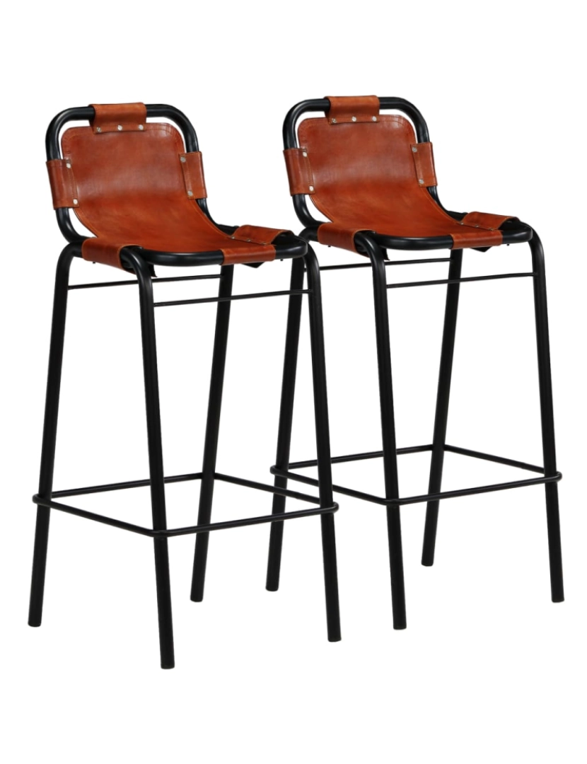 imagem de vidaXL Conjunto de bar 3 pcs madeira recuperada + couro cabra genuíno6