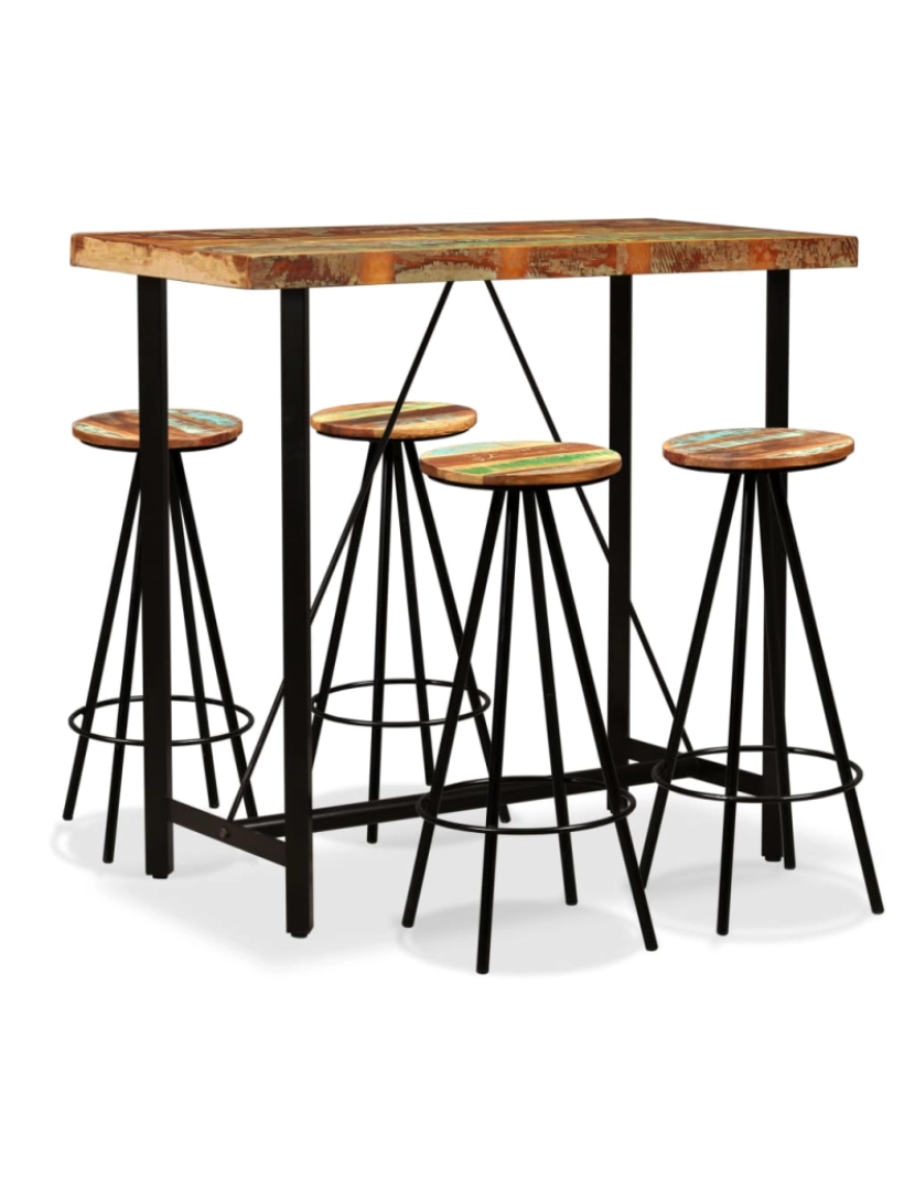 Vidaxl - vidaXL Conjunto de bar 5 pcs madeira recuperada maciça