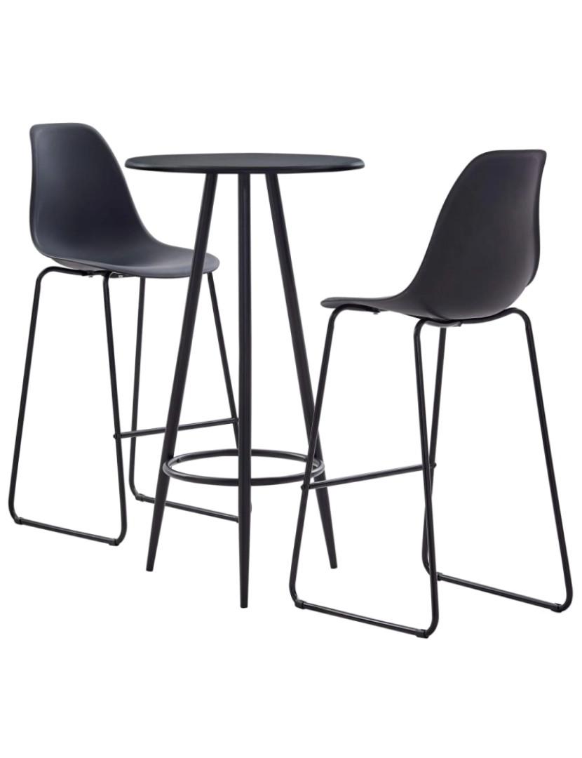 Vidaxl - vidaXL 3 pcs conjunto de bar plástico preto