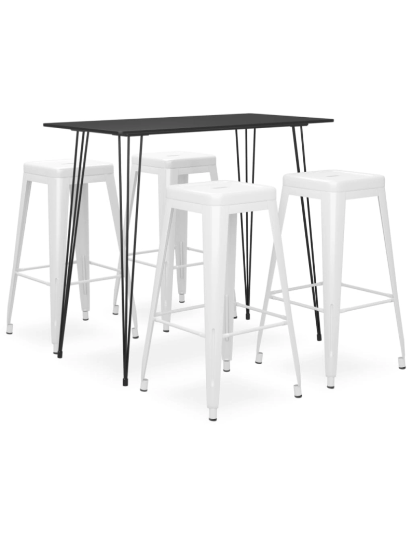 imagem de vidaXL 5 pcs conjunto de bar preto e branco1