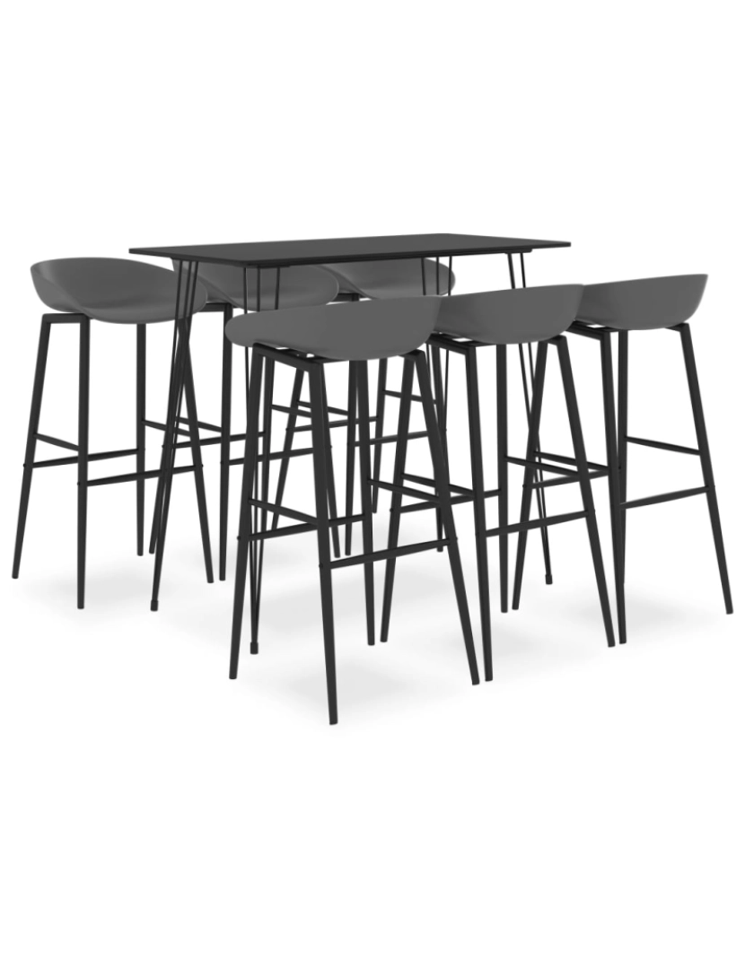 imagem de vidaXL 7 pcs conjunto de bar preto e cinzento1