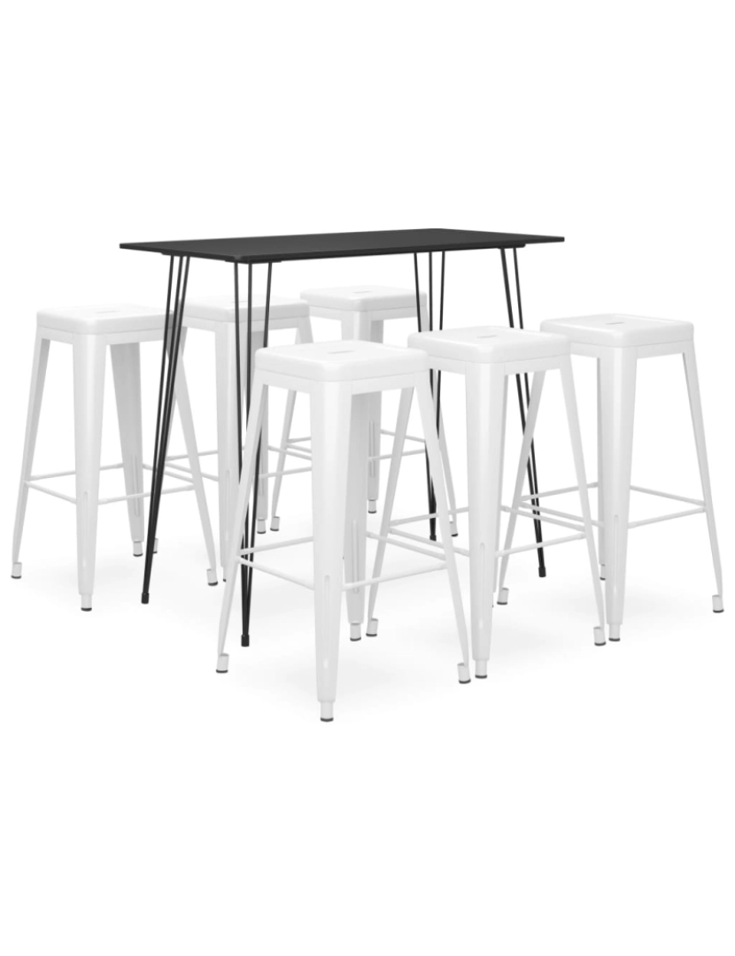 imagem de vidaXL 7 pcs conjunto de bar preto e branco1