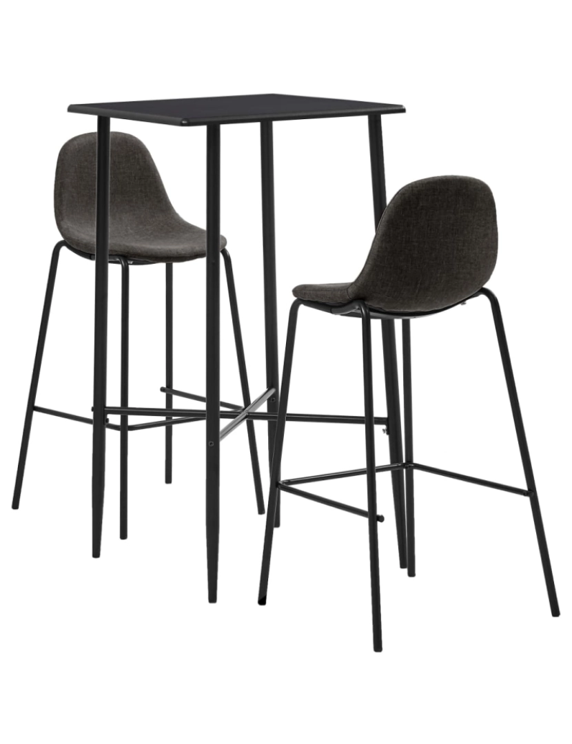 imagem de vidaXL 3 pcs conjunto de bar tecido cinzento-escuro1