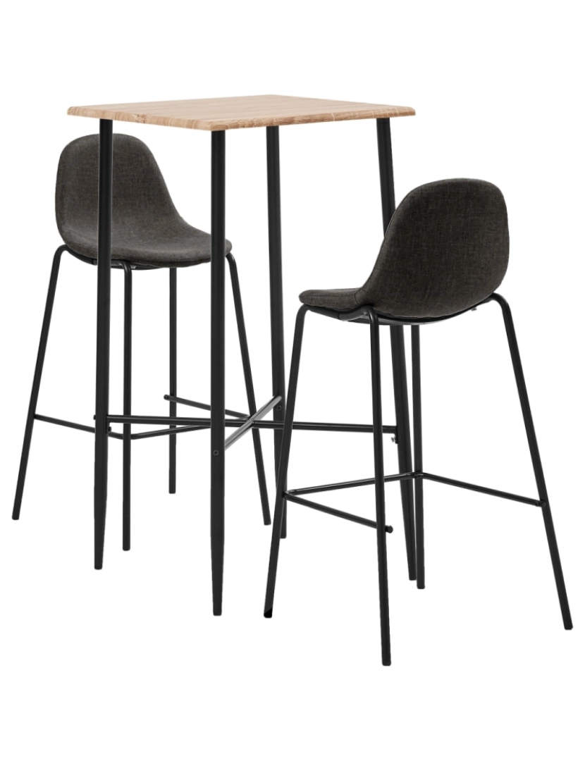 imagem de vidaXL 3 pcs conjunto de bar tecido cinzento-escuro1