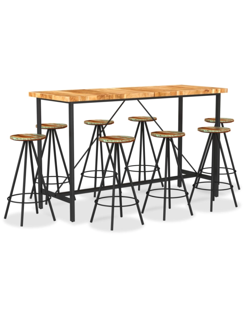 Vidaxl - vidaXL 9 pcs conjunto de bar madeiras de acácia e recuperada maciças