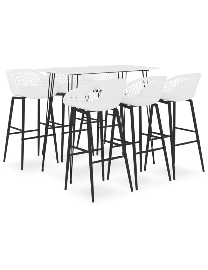 imagem de vidaXL 7 pcs conjunto de bar branco2