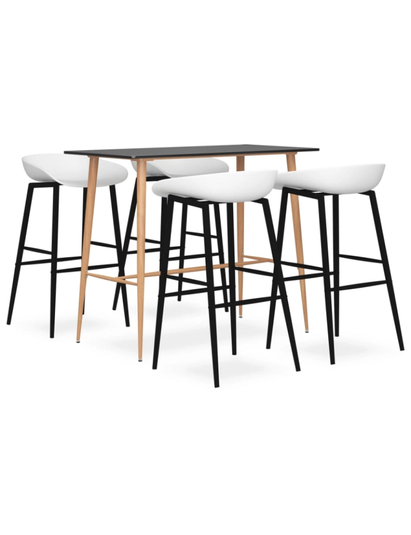 imagem de vidaXL 5 pcs conjunto de bar preto e branco1