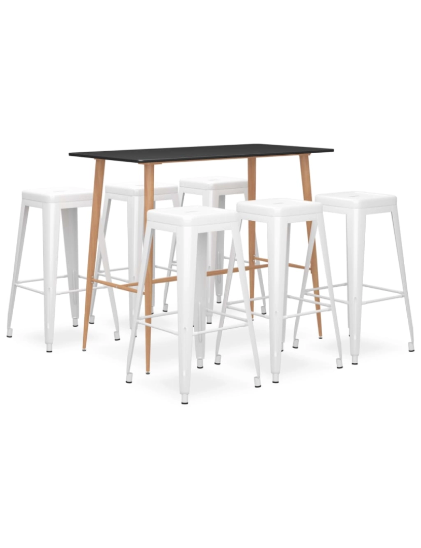 imagem de vidaXL 7 pcs conjunto de bar preto e branco1