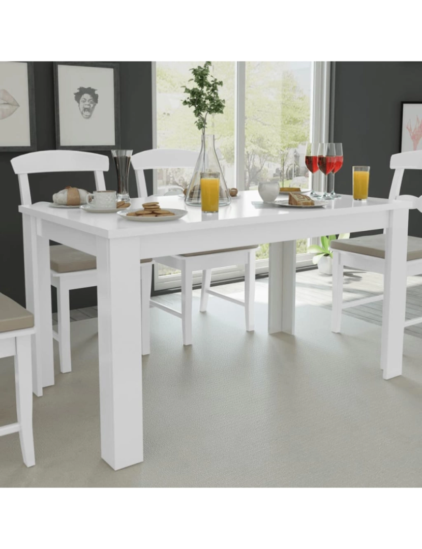 imagem de vidaXL Mesa de jantar 140 x 80 x 75 cm branco2