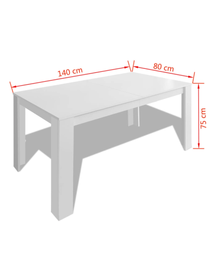 imagem de vidaXL Mesa de jantar 140 x 80 x 75 cm branco6