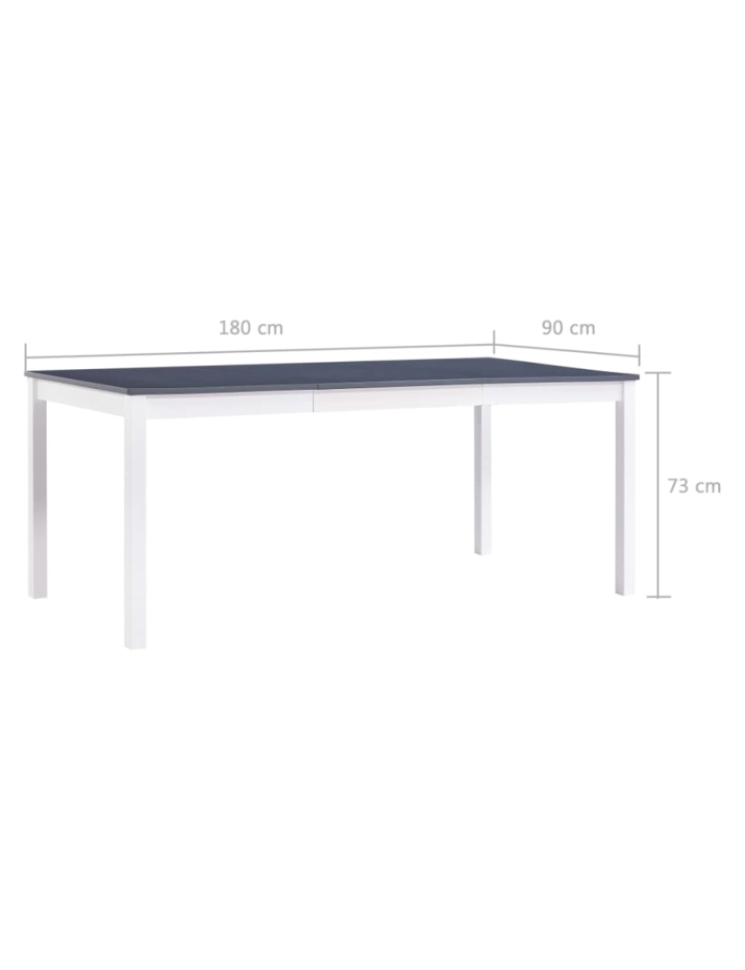 imagem de vidaXL Mesa de jantar 180x90x73 cm madeira de pinho branco e cinzento7