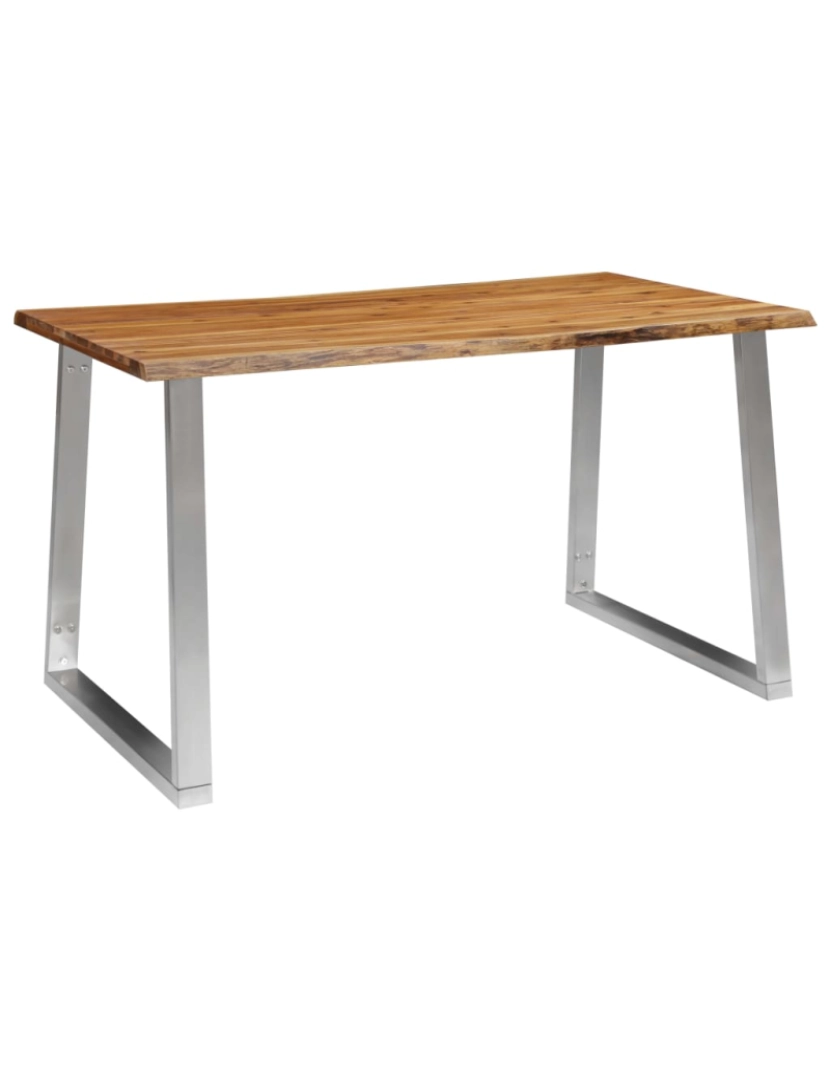 Vidaxl - vidaXL Mesa de jantar 140x80x75 cm acácia maciça e aço inoxidável