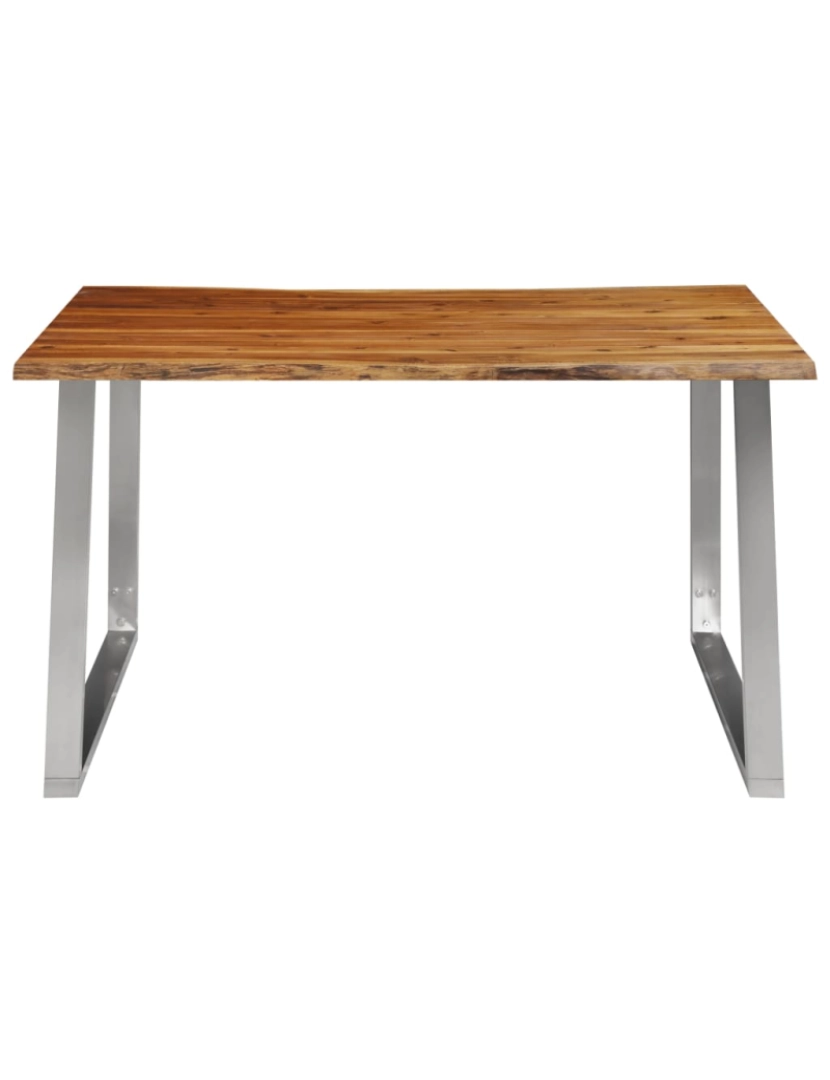 imagem de vidaXL Mesa de jantar 140x80x75 cm acácia maciça e aço inoxidável3