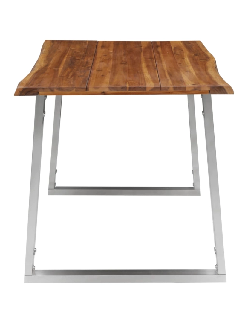 imagem de vidaXL Mesa de jantar 140x80x75 cm acácia maciça e aço inoxidável5