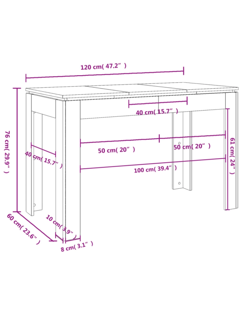 imagem de vidaXL Mesa de jantar 120x60x76 cm contraplacado carvalho sonoma8