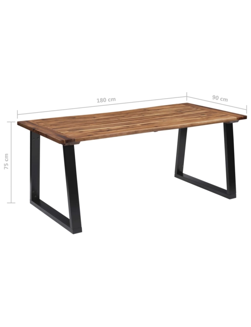 imagem de vidaXL Mesa de jantar em madeira de acácia maciça 180x90 cm8