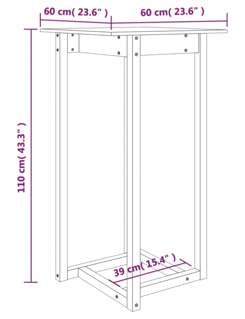 imagem de vidaXL Mesa de bar 60x60x110 cm pinho maciço castanho mel8