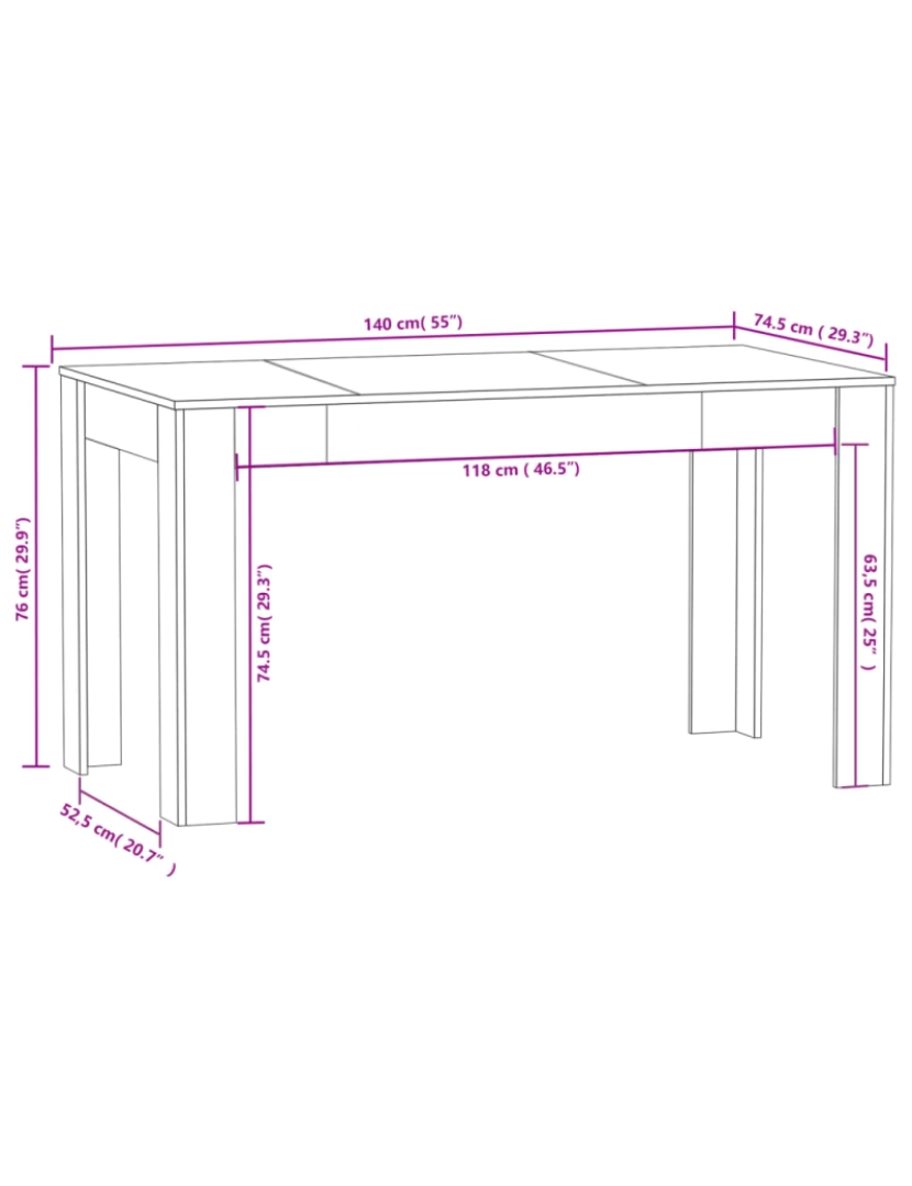 imagem de vidaXL Mesa jantar 140x74,5x76 cm derivados madeira carvalho castanho8