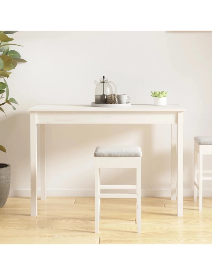 imagem de vidaXL Mesa de jantar 110x55x75 cm madeira de pinho maciça branco6